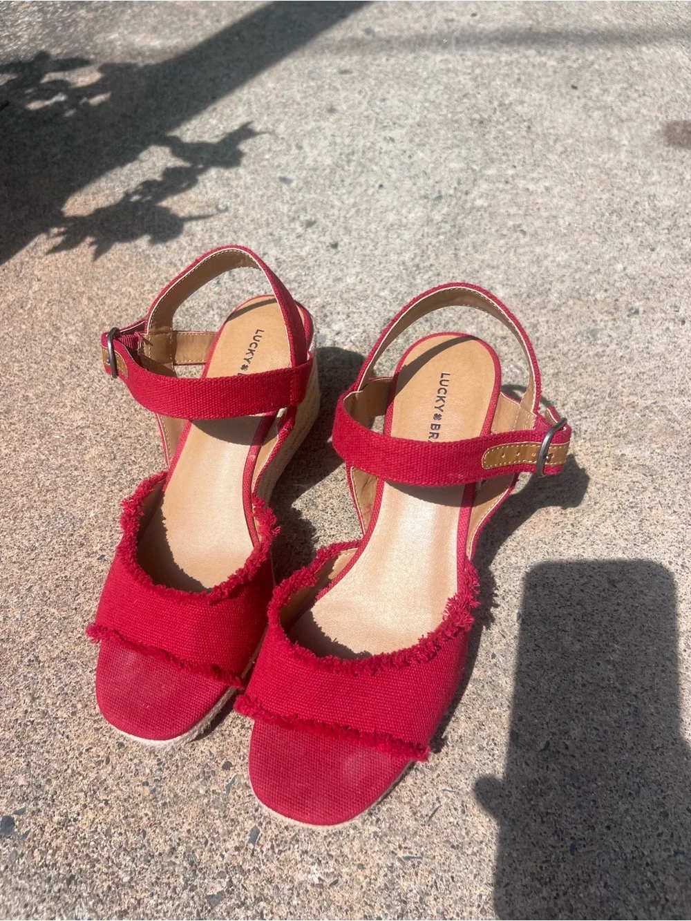 RARE Lucky Brand Mindra Espadrille Wedge Sandals Red | Size 9.5